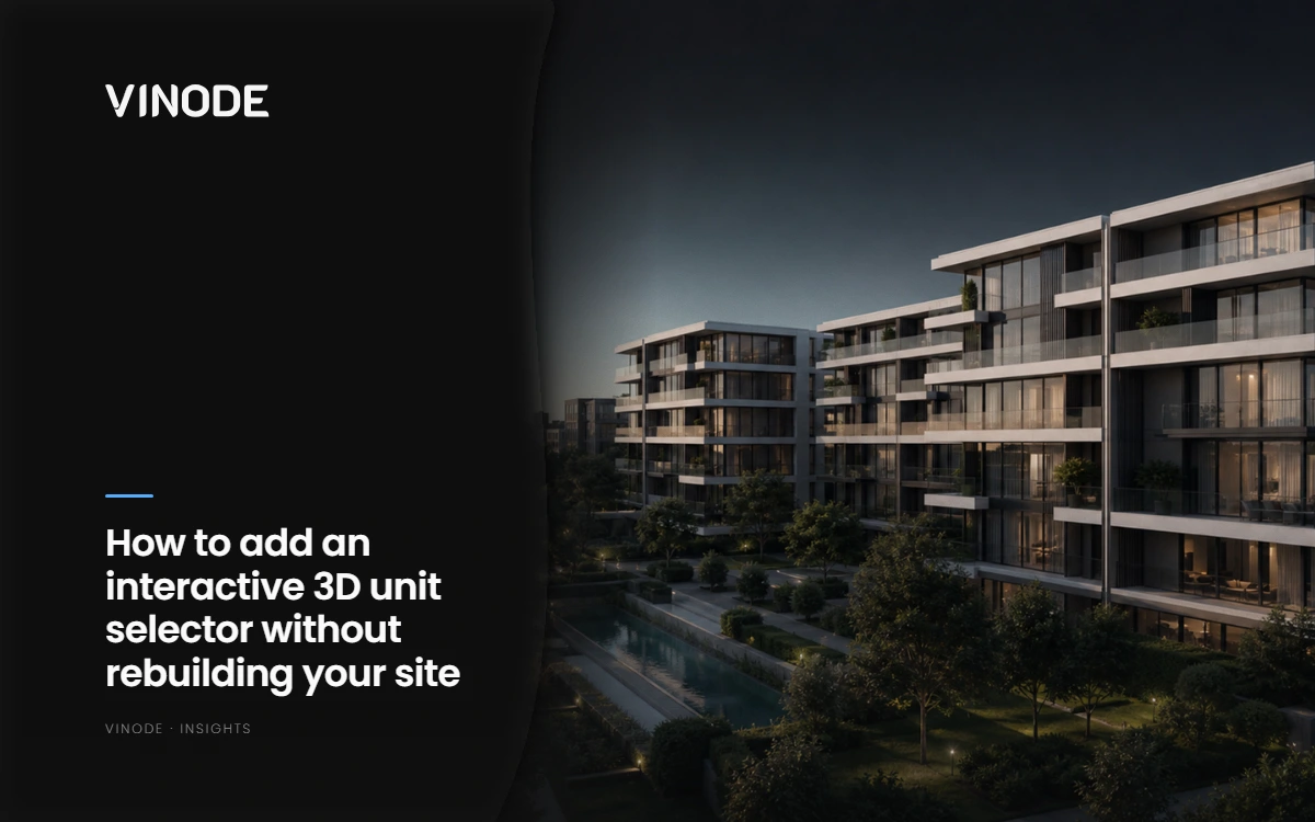 Photorealistic render of a residential development with balconies, landscaping and a pool