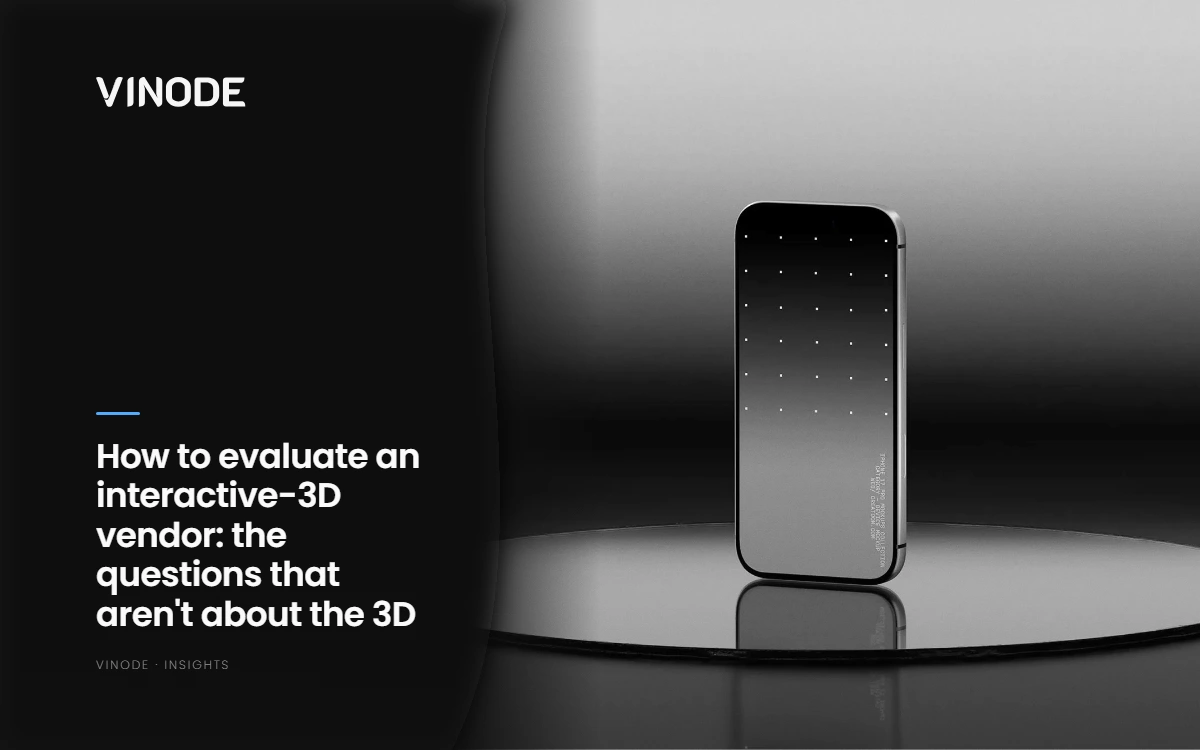 A smartphone held in hand displaying a photorealistic interactive 3D real estate render