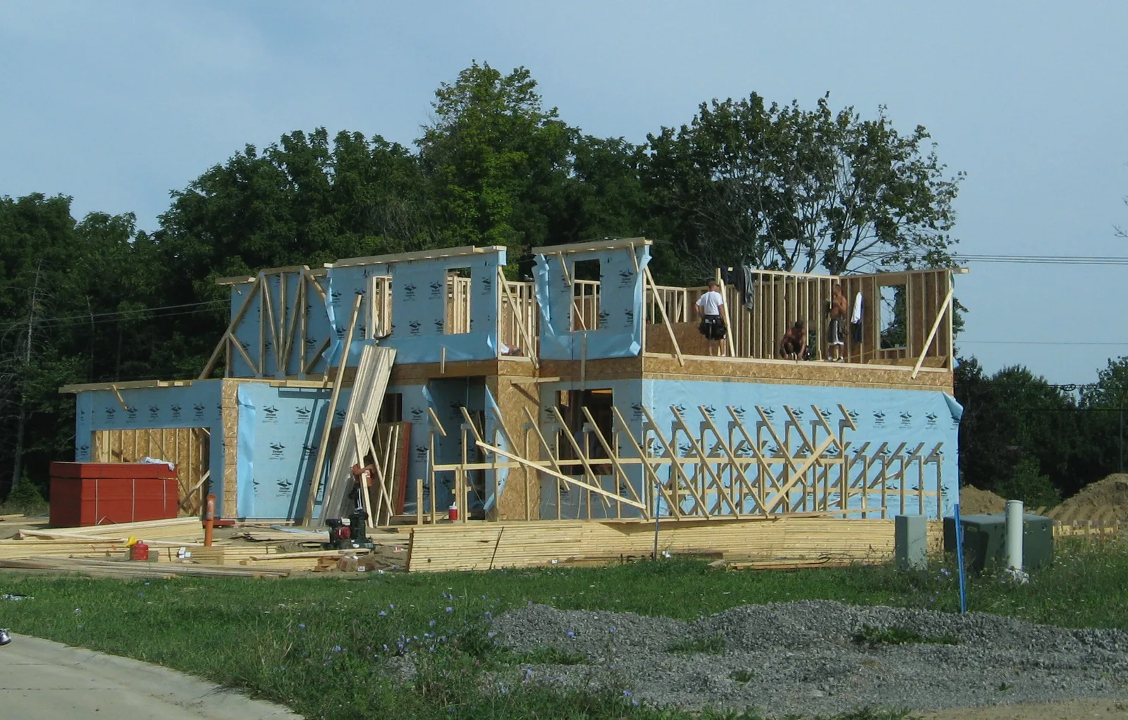 Wood-framed detached house under construction