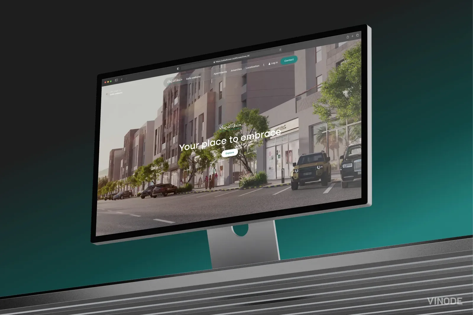 Interactive 3D masterplan of a large residential development viewed on a phone