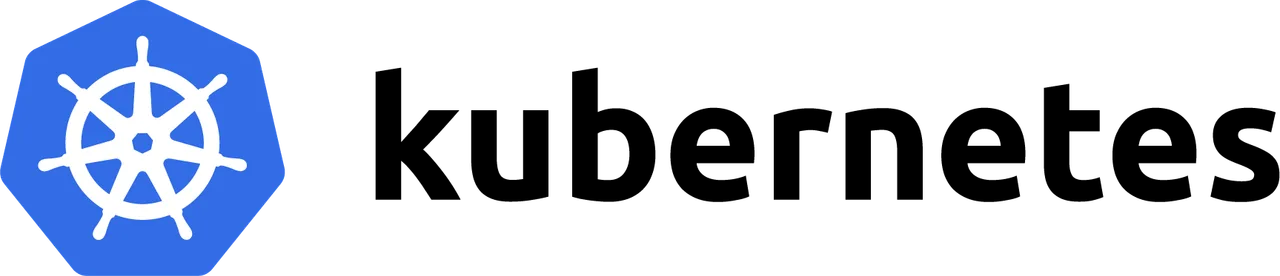 Kubernetes logo: a blue hexagon with a white helm icon and wordmark