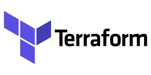Terraform logo: a blue parallelogram mark beside the wordmark