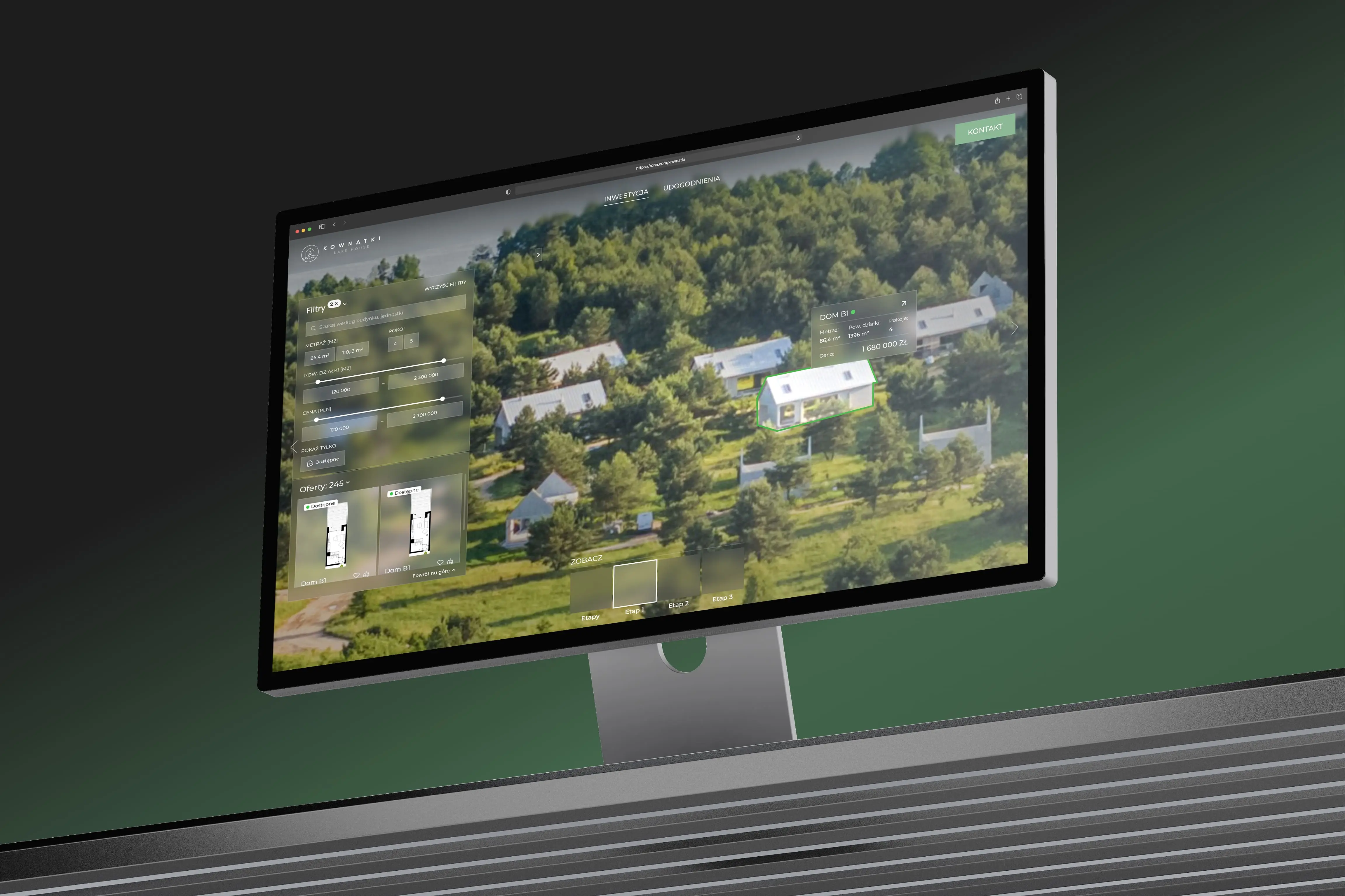 Kownatki lakeside house estate — Vinode 3D web app