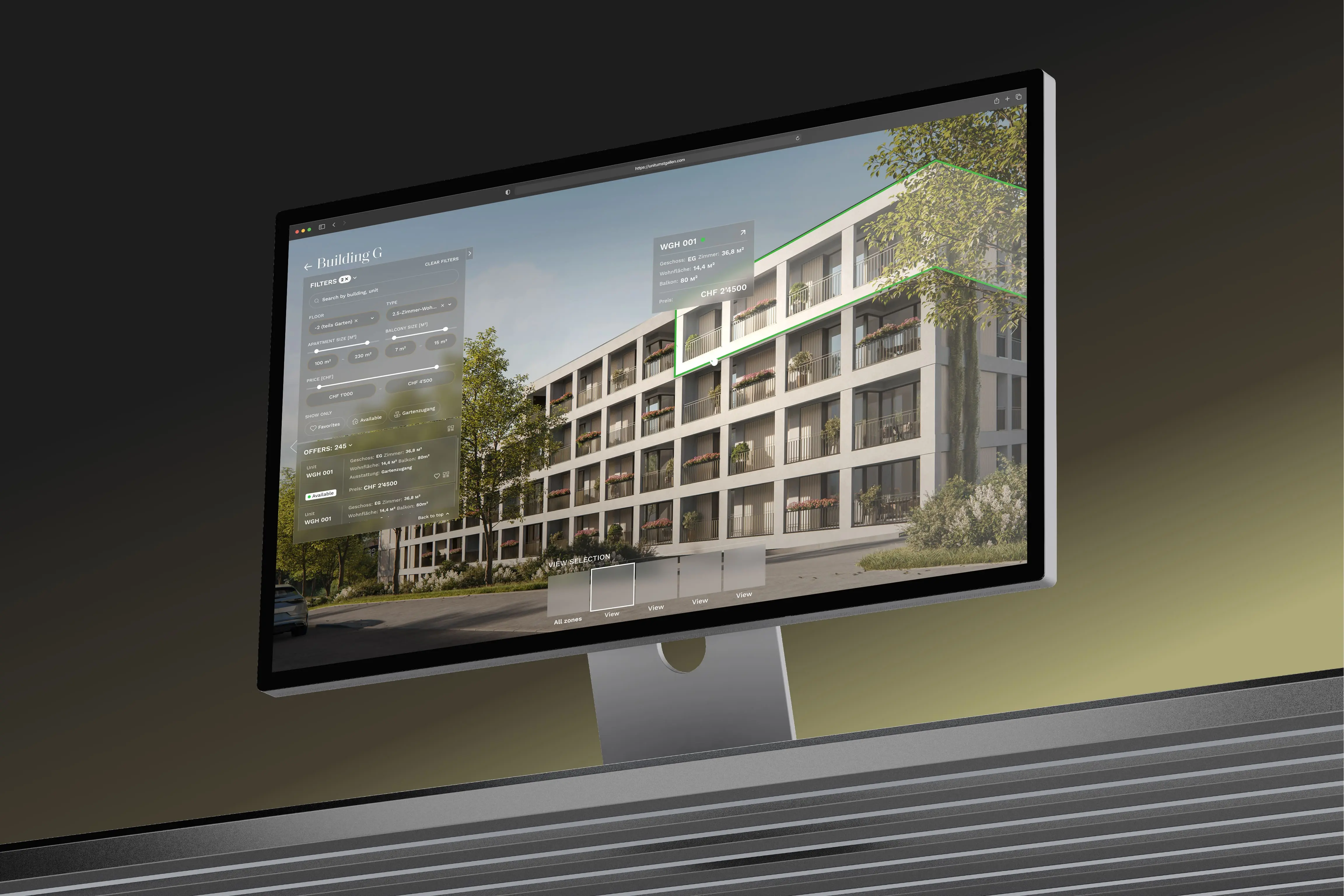 St. Gallen residential development — Vinode 3D web app
